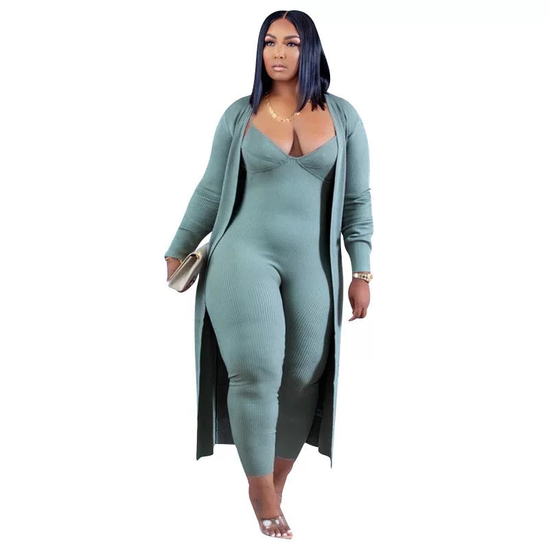 All in Jumpsuit Set-Green